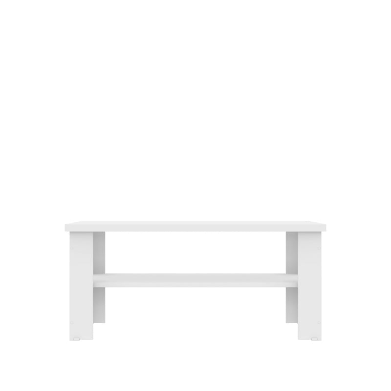 35" White Rectangular Coffee Table With Shelf By Homeroots | Coffee Tables | Modishstore