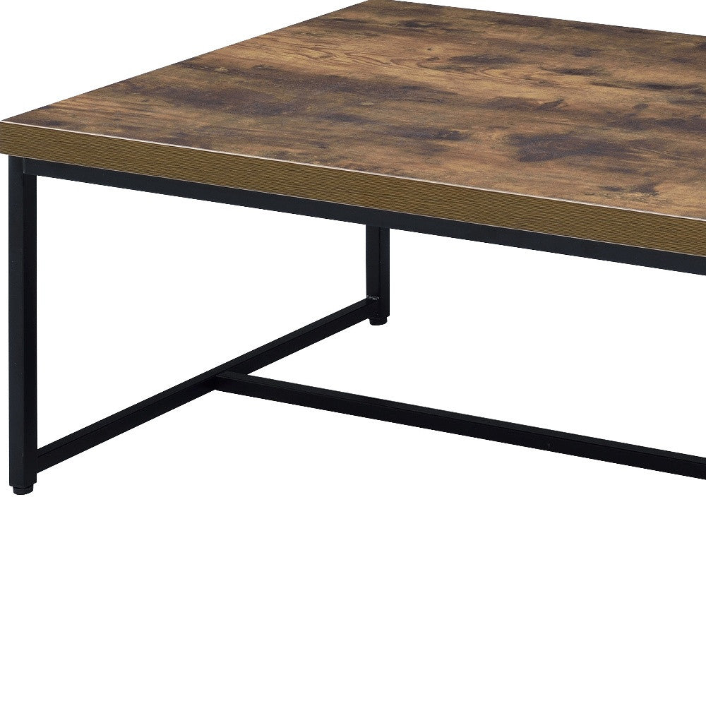 47" Black And Weathered Oak Manufactured Wood And Metal Rectangular Coffee Table By Homeroots | Coffee Tables | Modishstore - 5