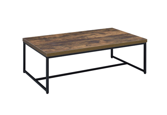 47" Black And Weathered Oak Manufactured Wood And Metal Rectangular Coffee Table By Homeroots