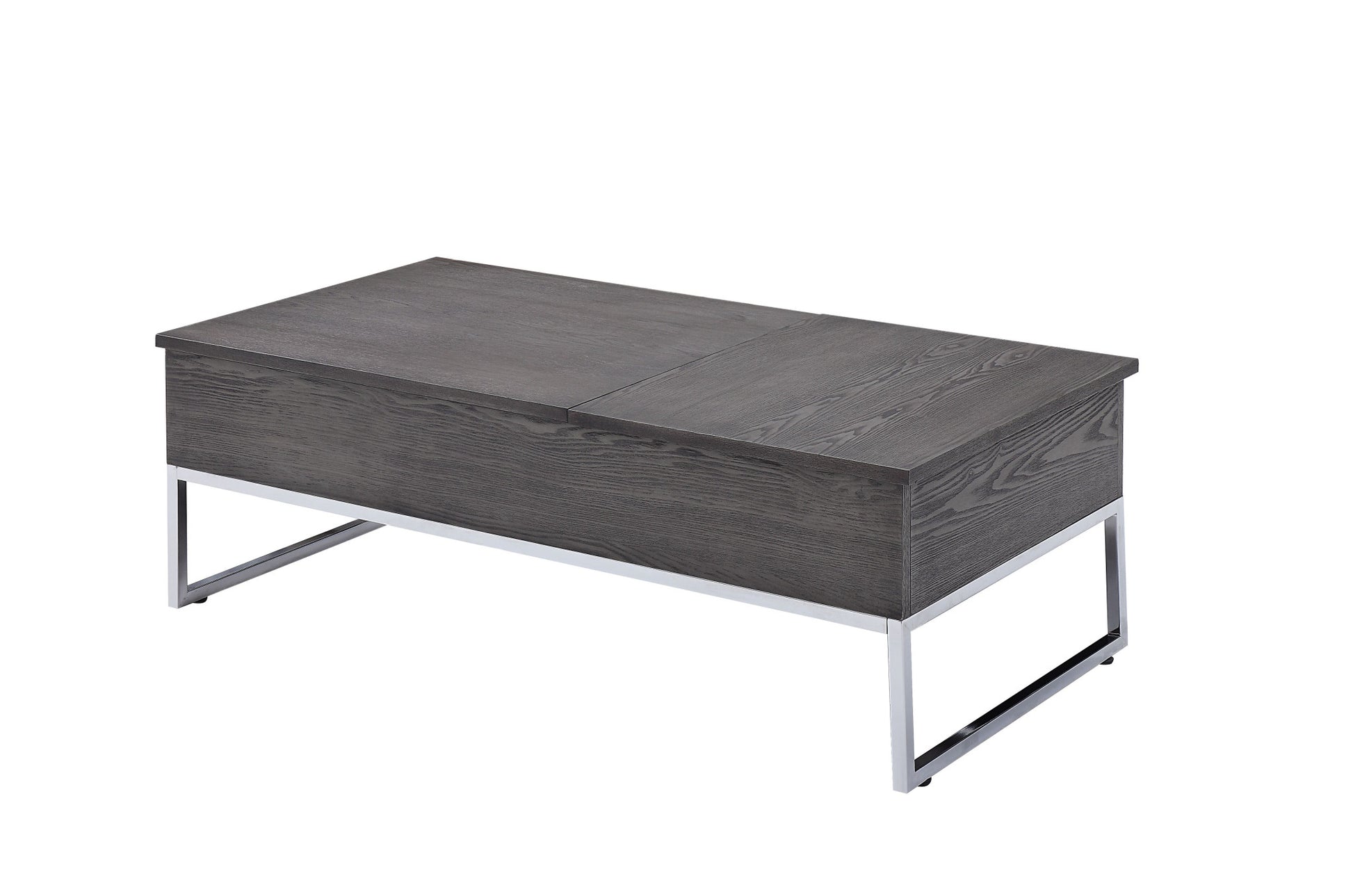 47" Chrome And Gray Oak Rectangular Lift Top Coffee Table By Homeroots | Coffee Tables | Modishstore