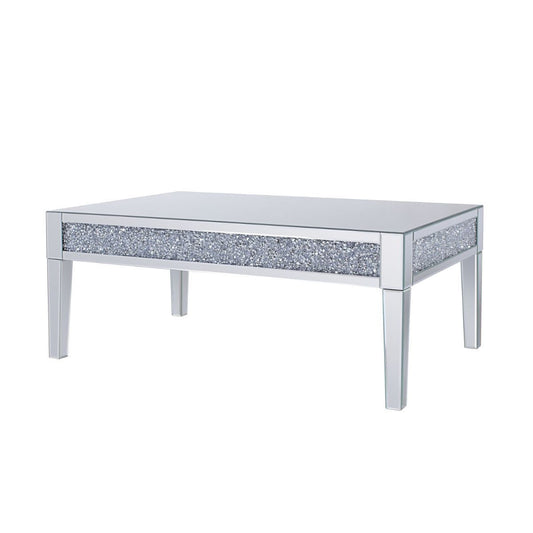 48" Silver Mirrored Rectangular Mirrored Coffee Table By Homeroots