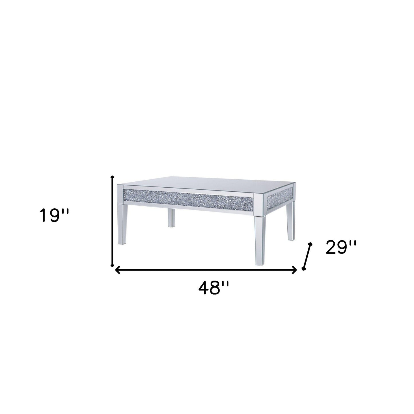 48" Silver Mirrored Rectangular Mirrored Coffee Table By Homeroots | Coffee Tables | Modishstore - 5