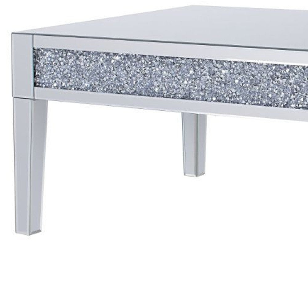 48" Silver Mirrored Rectangular Mirrored Coffee Table By Homeroots | Coffee Tables | Modishstore - 4