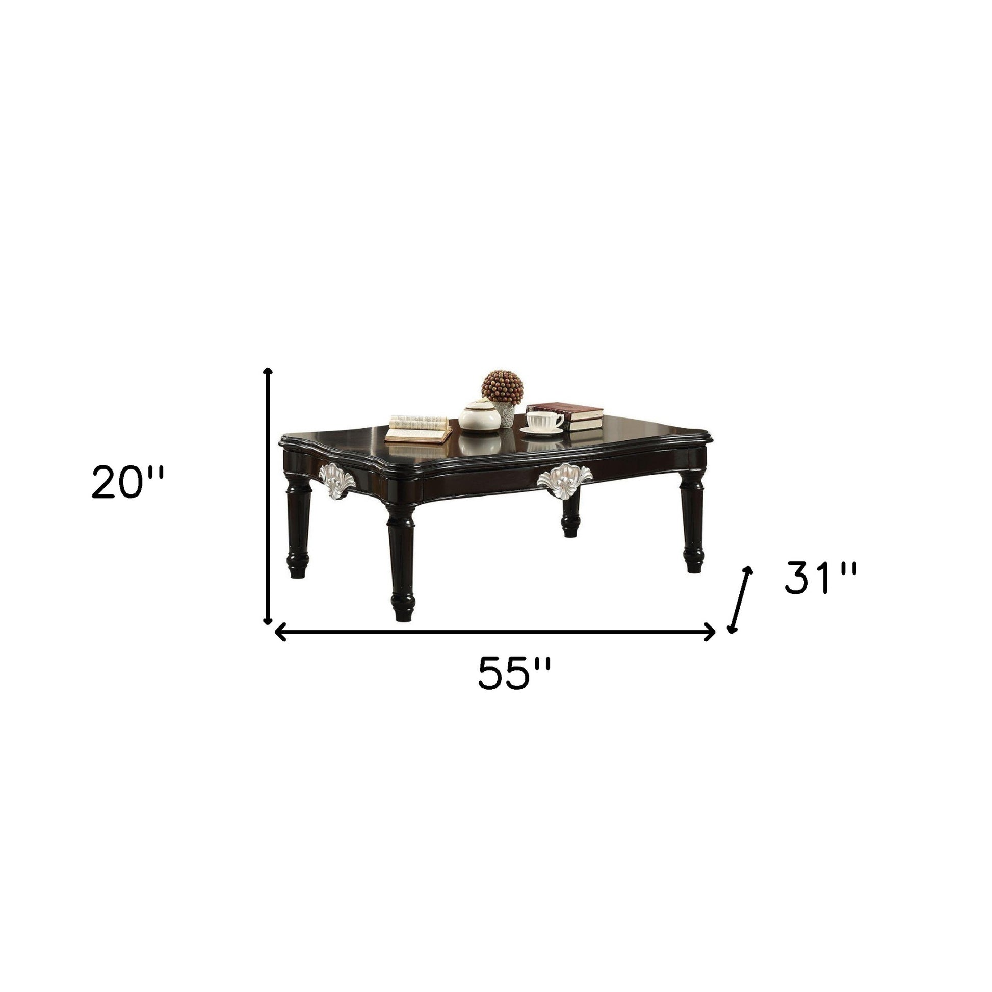 55" Black Rectangular Coffee Table By Homeroots | Coffee Tables | Modishstore - 6