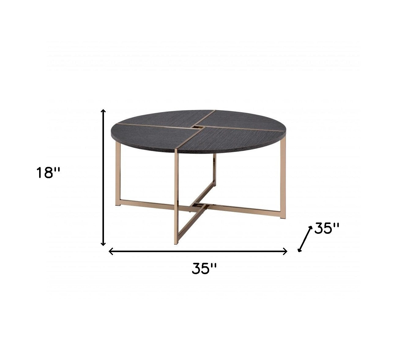 35" Champagne And Black Round Coffee Table By Homeroots | Coffee Tables | Modishstore - 5