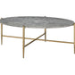 48" Champagne And Faux Marble Oval Coffee Table By Homeroots