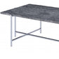 49" Chrome And Faux Marble Rectangular Coffee Table By Homeroots