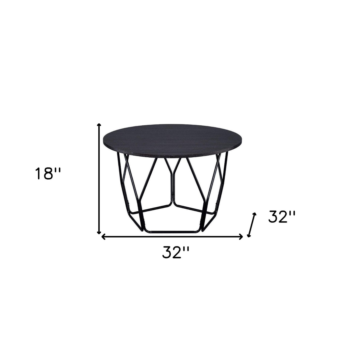32" Black And Espresso Round Coffee Table By Homeroots