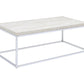 48" Chrome And White Oak Manufactured Wood And Metal Rectangular Coffee Table By Homeroots