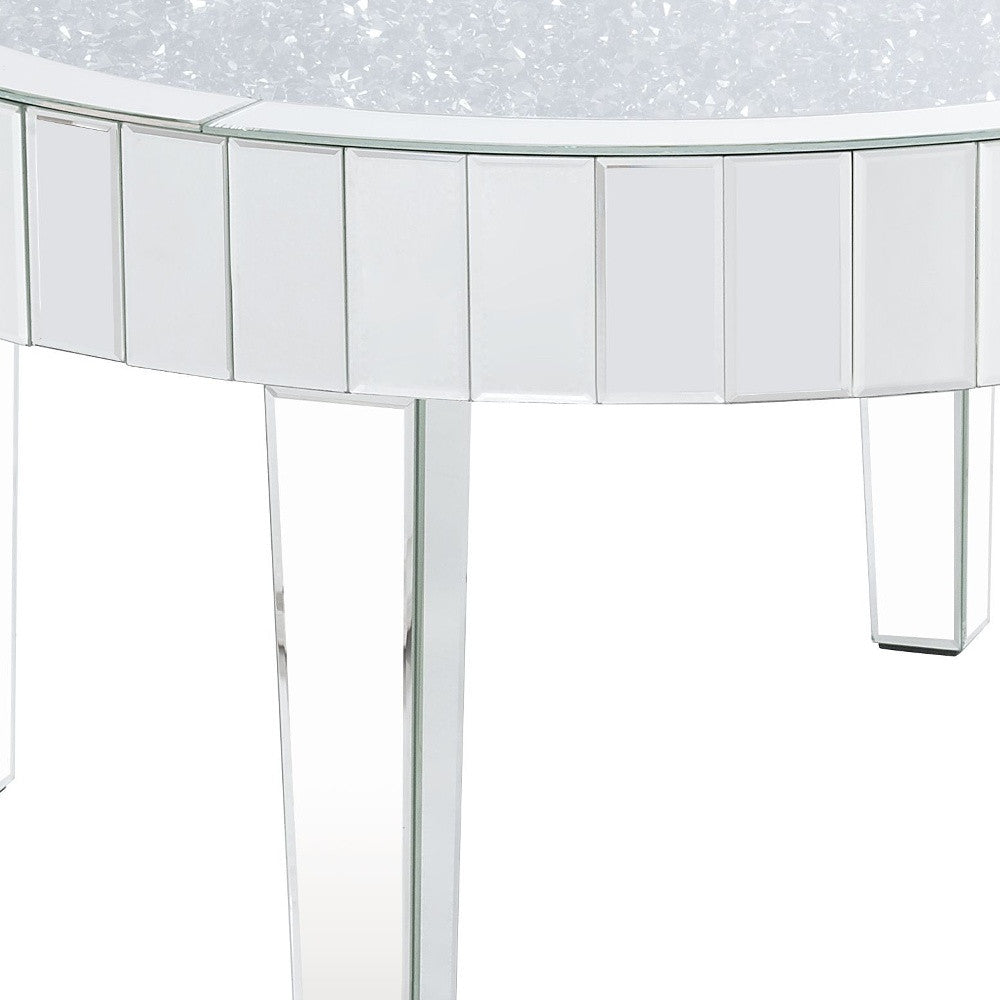 32" Silver And Clear Glass And Manufactured Wood Round Mirrored Coffee Table By Homeroots