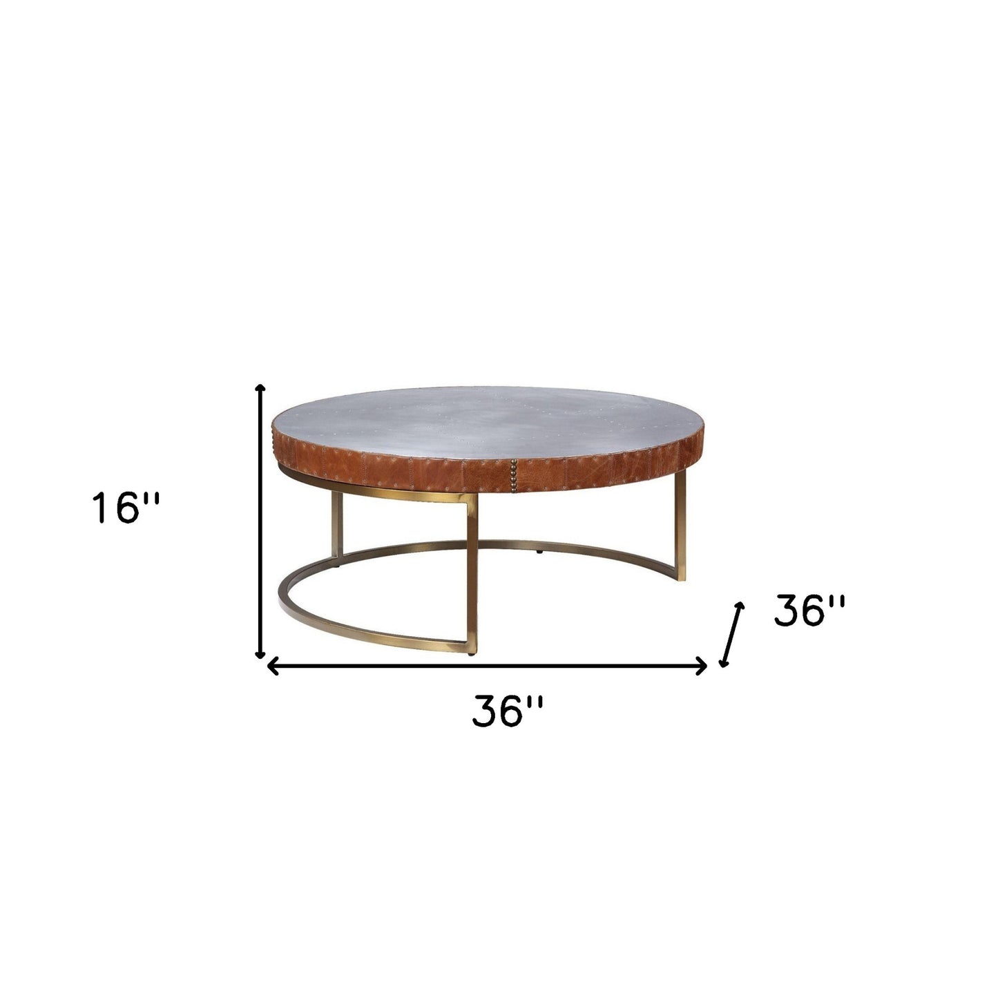 36" Silver And Cocoa Aluminum Round Coffee Table By Homeroots