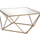32" Champagne Gold And Mirrored Mirrored And Metal Square Mirrored Coffee Table By Homeroots