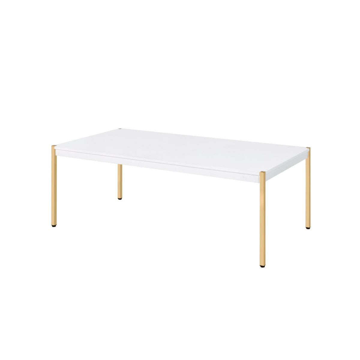 48" Gold And White Manufactured Wood And Metal Rectangular Coffee Table By Homeroots | Coffee Tables | Modishstore - 3