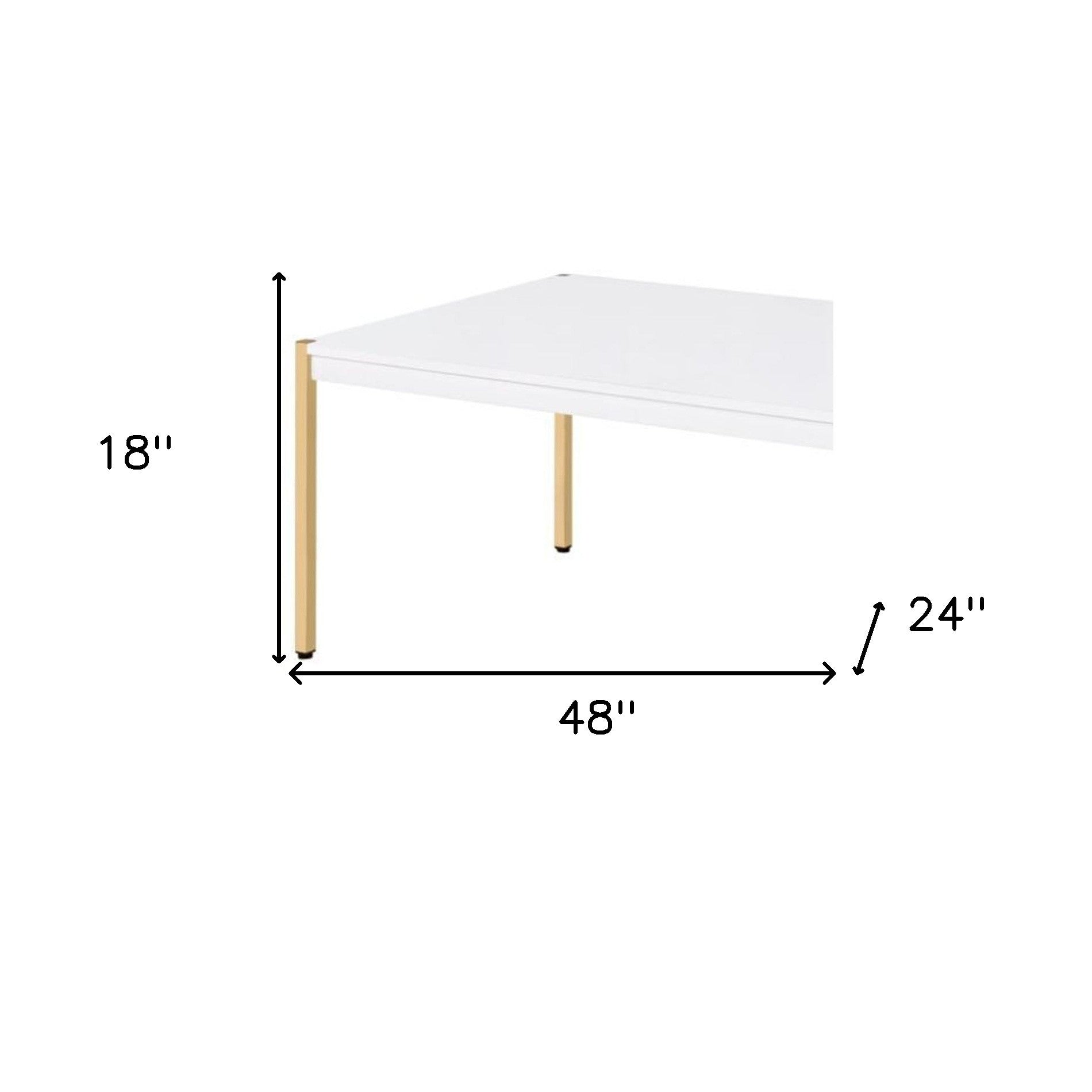 48" Gold And White Manufactured Wood And Metal Rectangular Coffee Table By Homeroots | Coffee Tables | Modishstore - 6