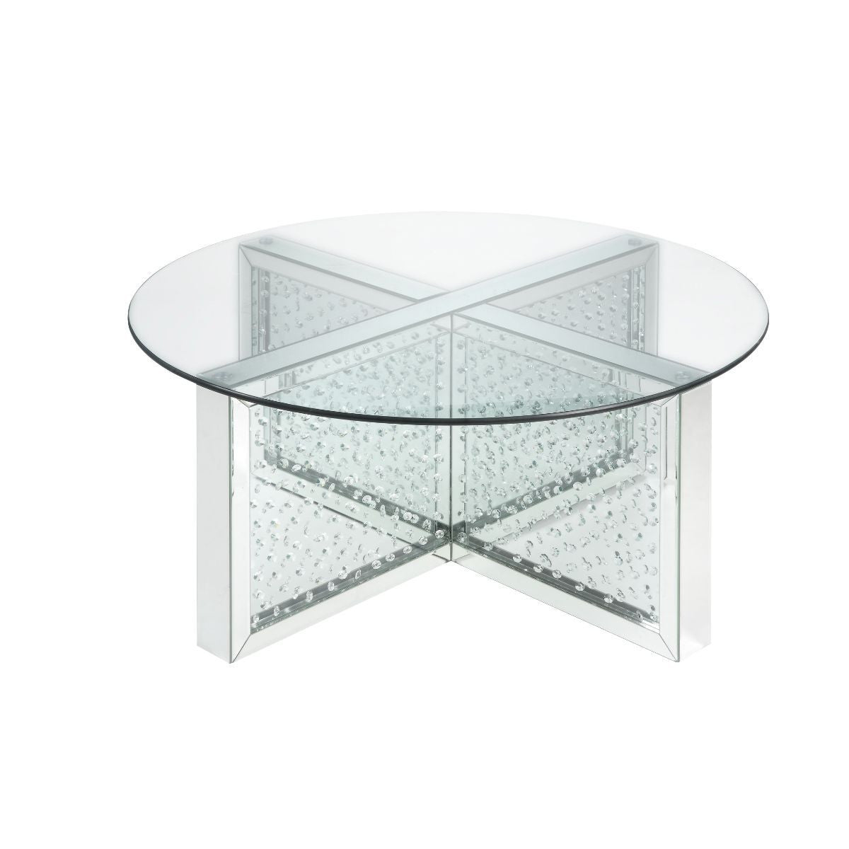 40" Silver And Clear Glass Round Top Bling Base Coffee Table By Homeroots | Coffee Tables | Modishstore