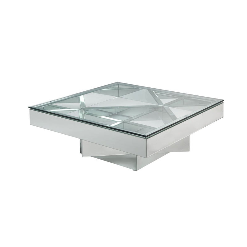 40" Silver And Clear Glass Rectangular Mirrored Coffee Table By Homeroots | Coffee Tables | Modishstore