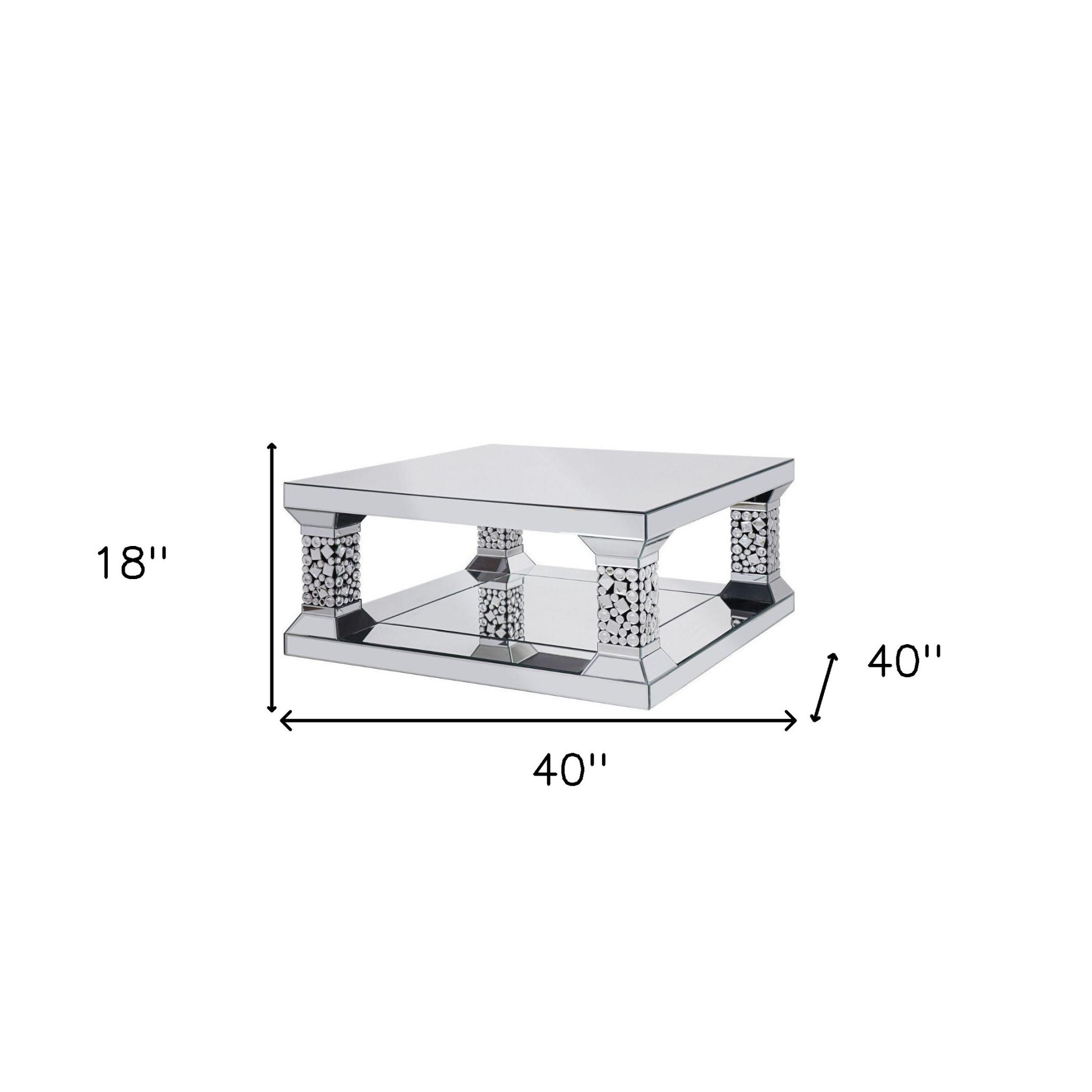 40" Silver Mirrored Square Mirrored Coffee Table By Homeroots | Coffee Tables | Modishstore - 5