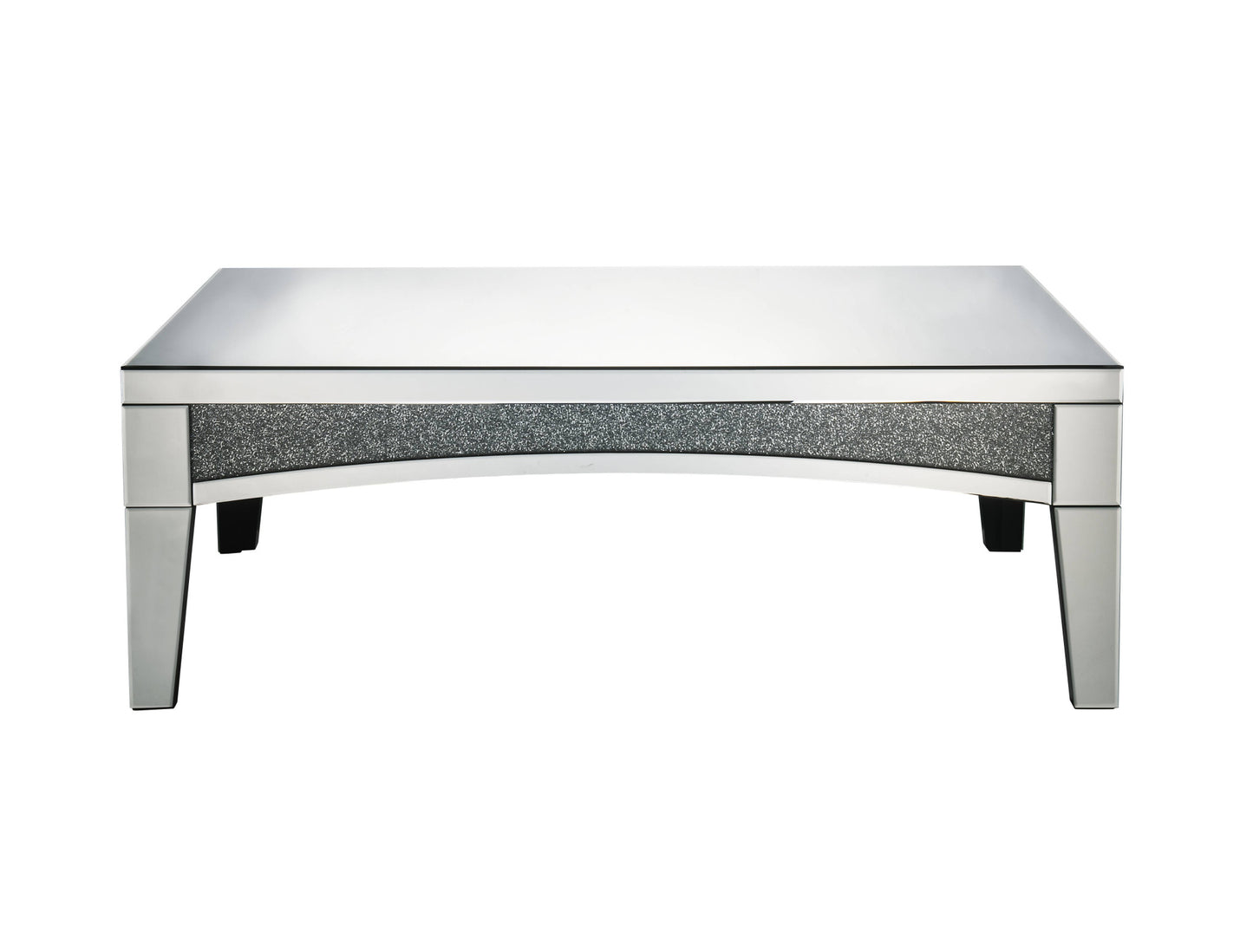 48" Silver Mirrored Glass and Faux Stone Bling Rectangular Coffee Table By Homeroots | Coffee Tables | Modishstore