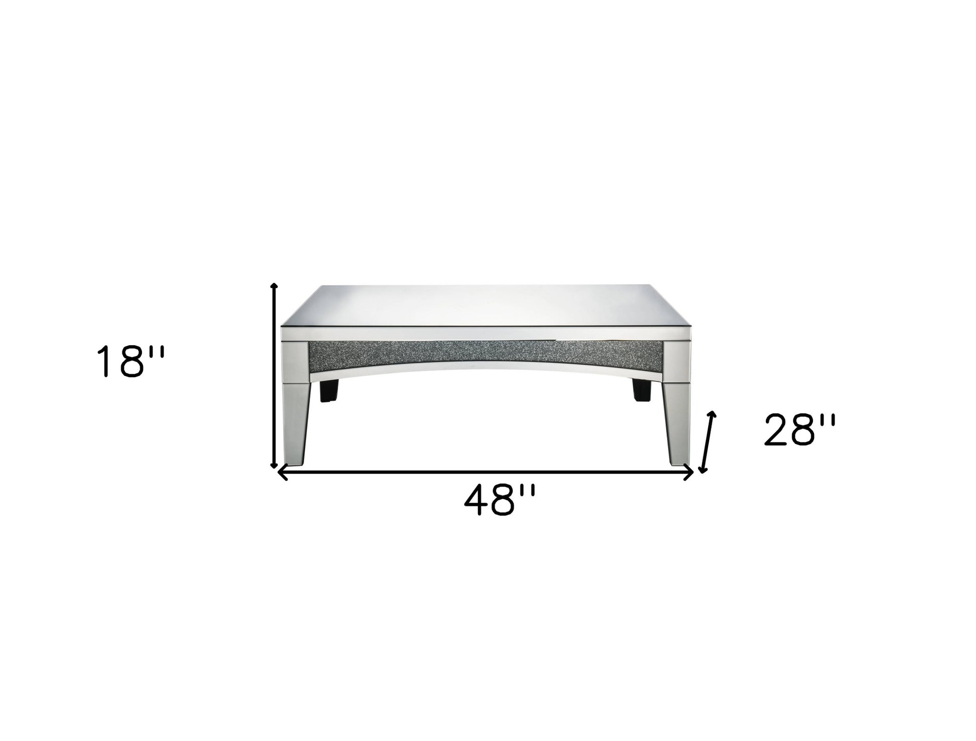 48" Silver Mirrored Glass and Faux Stone Bling Rectangular Coffee Table By Homeroots | Coffee Tables | Modishstore - 6