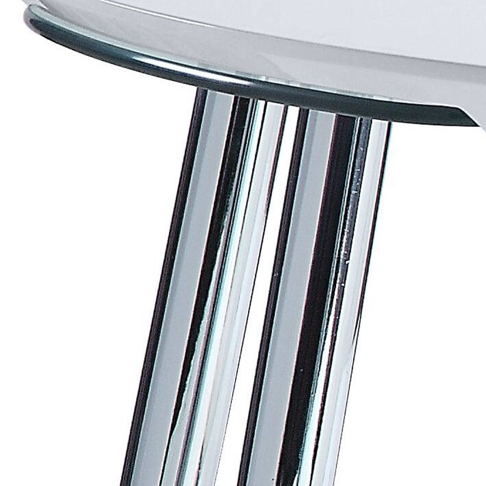 28" Chrome And White Glass Manufactured Wood And Metal Free Form Coffee Table By Homeroots | Coffee Tables | Modishstore - 5