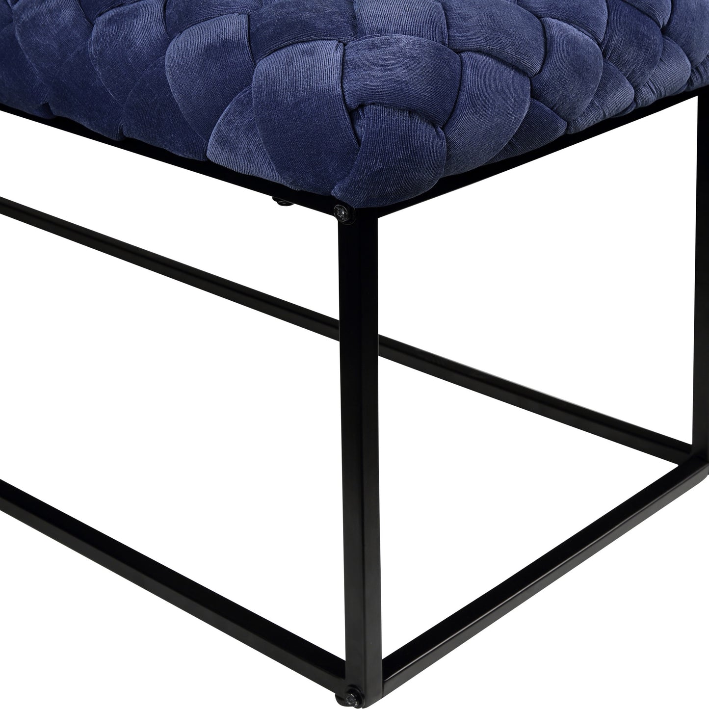 39" Navy Blue And Black Upholstered Velvet Bench By Homeroots | Benches | Modishstore - 5