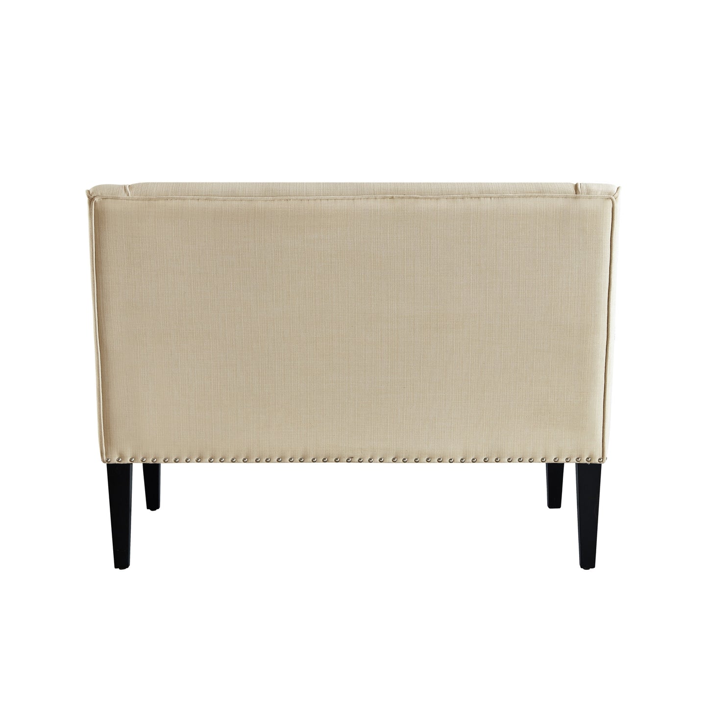 45" Beige And Black Upholstered Linen Bench By Homeroots | Benches | Modishstore - 3