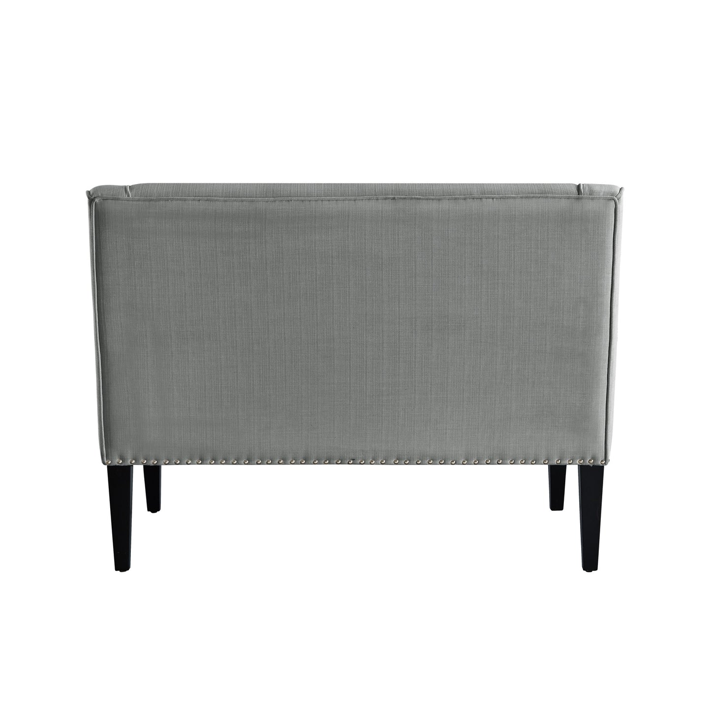 45" Light Gray And Black Upholstered Linen Bench By Homeroots | Benches | Modishstore - 3