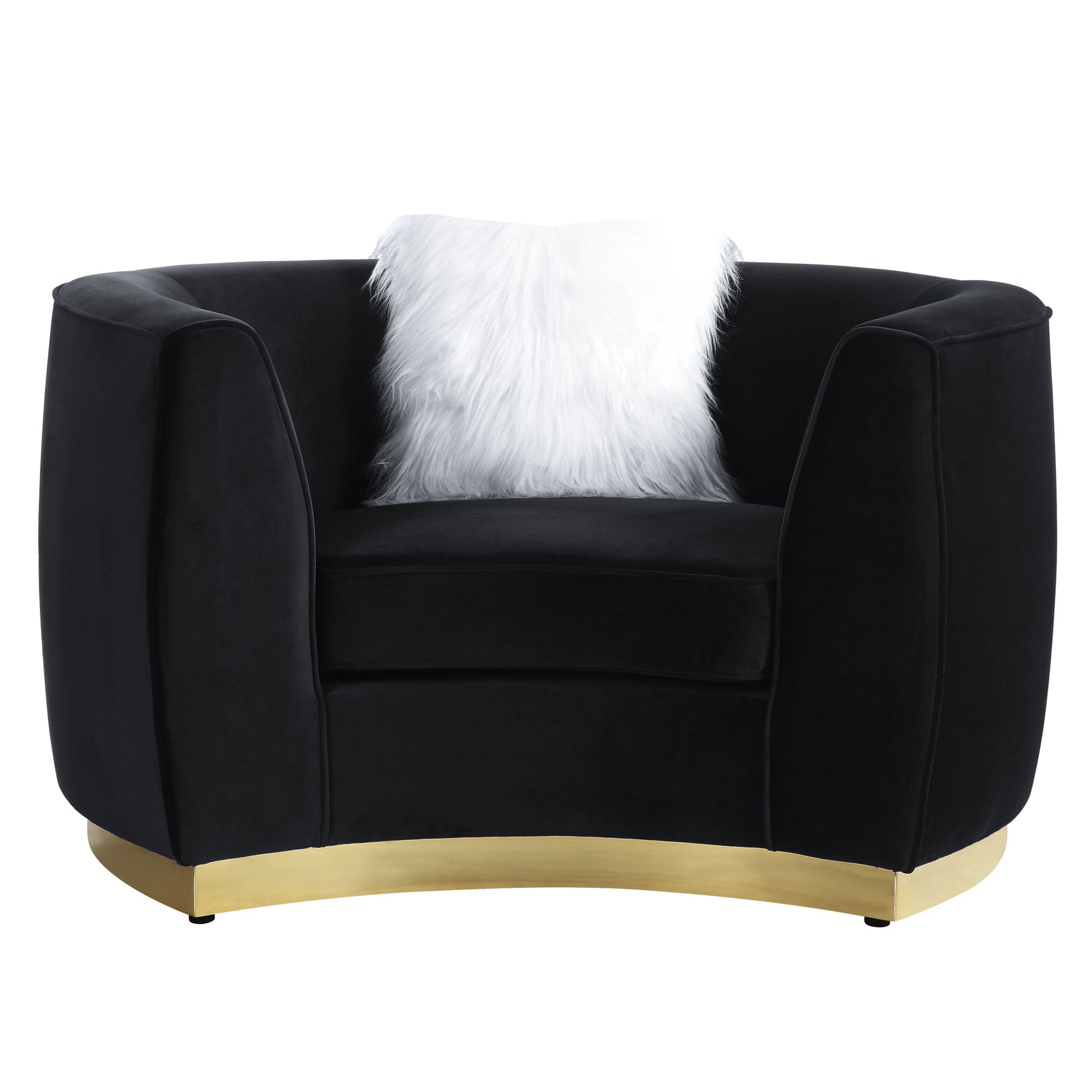 48" Black Velvet Chair And A Half By Homeroots | Armchairs | Modishstore - 2