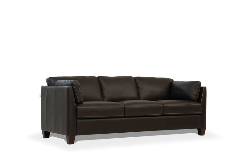 81" Chocolate Leather And Black Sofa By Homeroots | Sofas | Modishstore