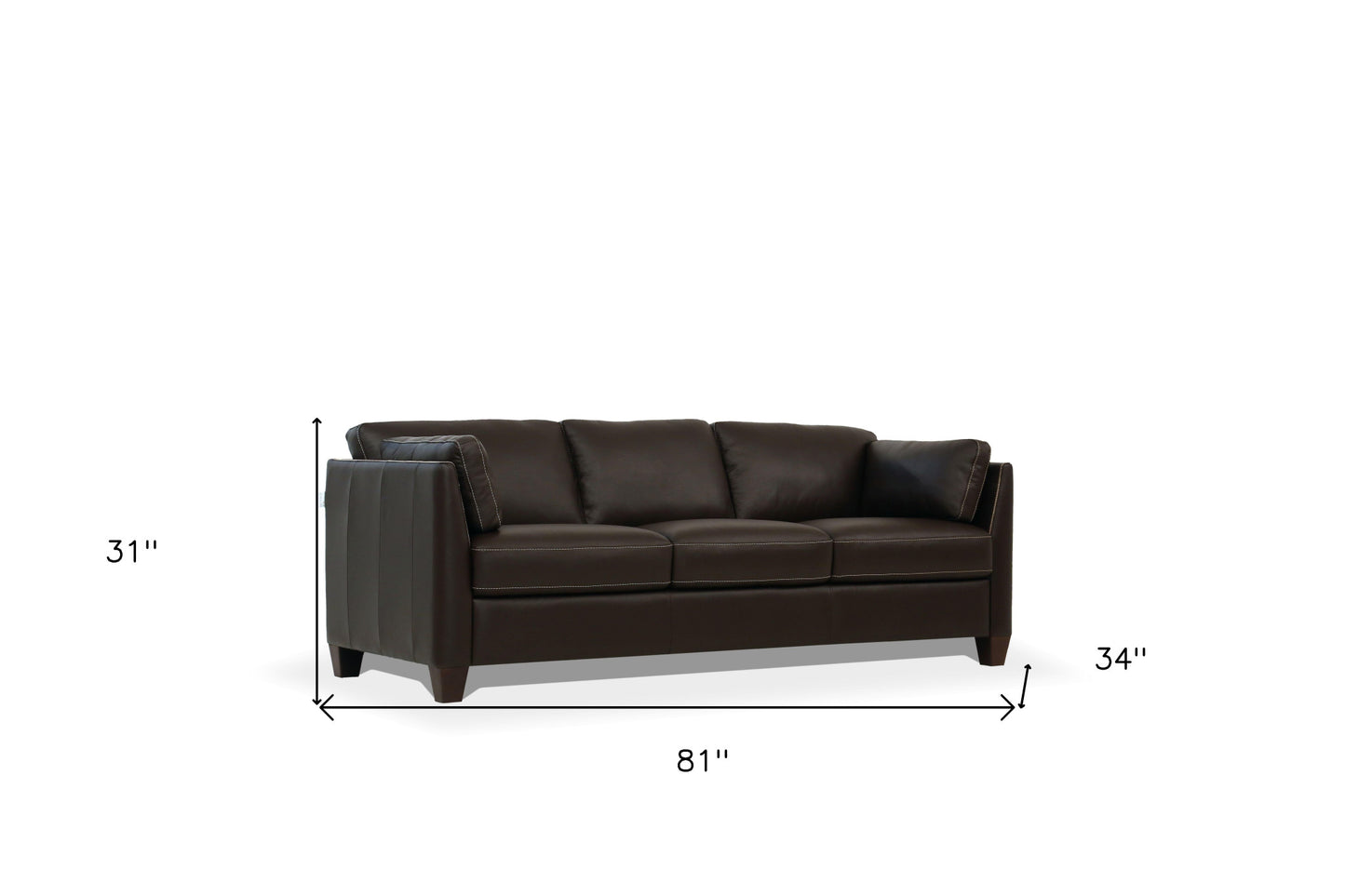 81" Chocolate Leather And Black Sofa By Homeroots | Sofas | Modishstore - 5