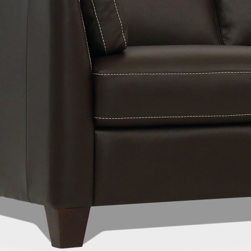 81" Chocolate Leather And Black Sofa By Homeroots | Sofas | Modishstore - 3