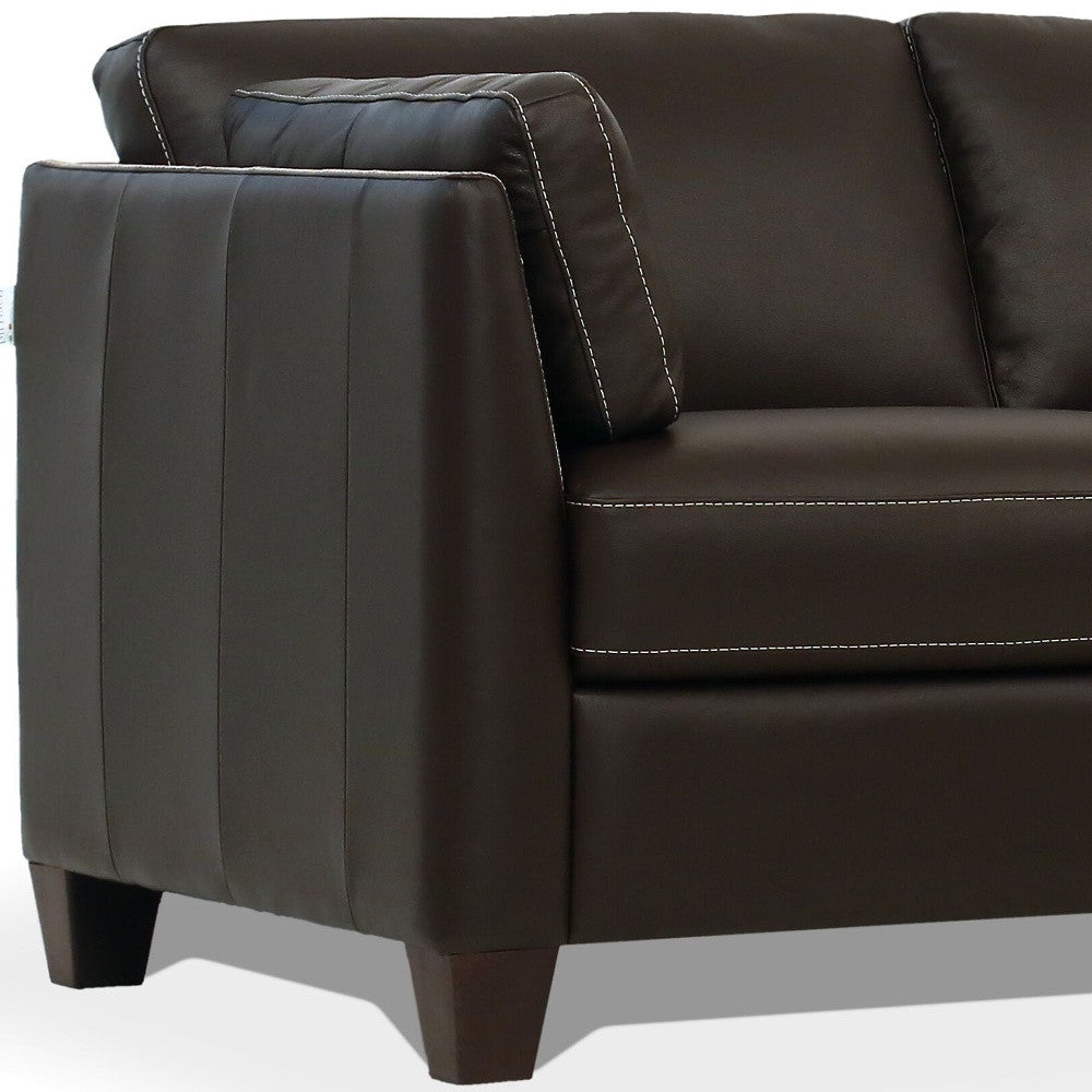 81" Chocolate Leather And Black Sofa By Homeroots | Sofas | Modishstore - 4