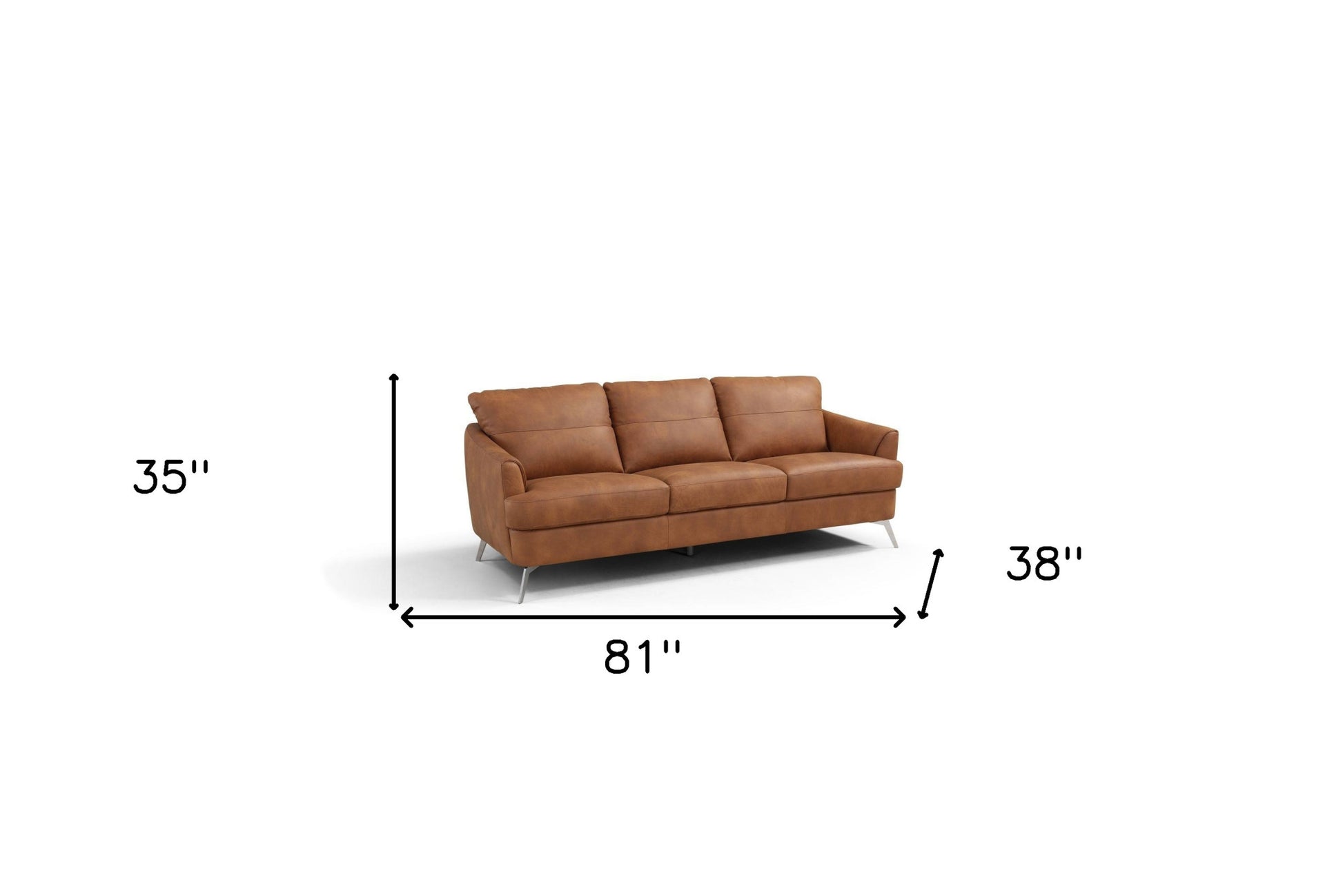 81" Camel Leather And Black Sofa By Homeroots | Sofas | Modishstore - 5