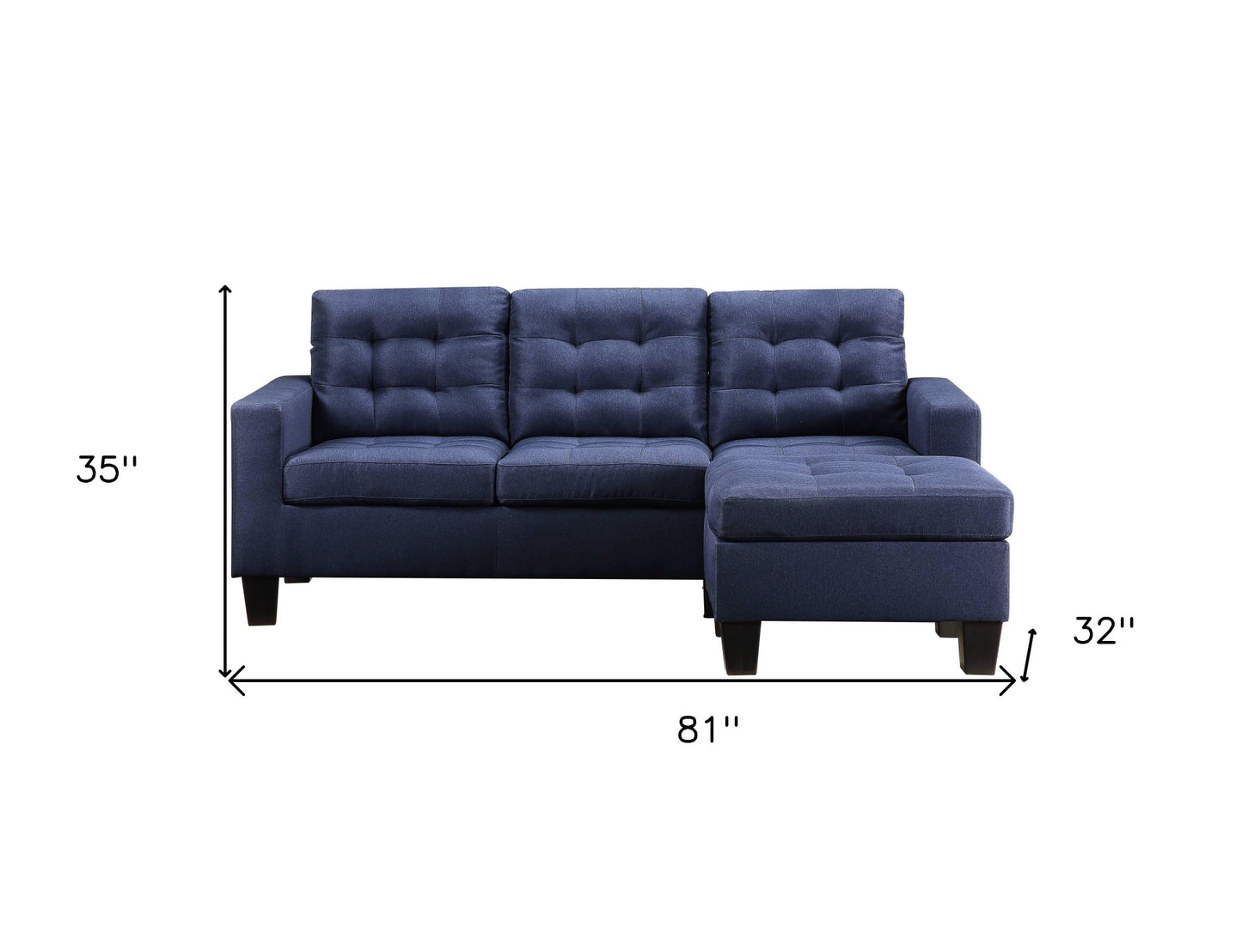 81" Blue Linen And Black Sofa By Homeroots | Sofas | Modishstore - 5