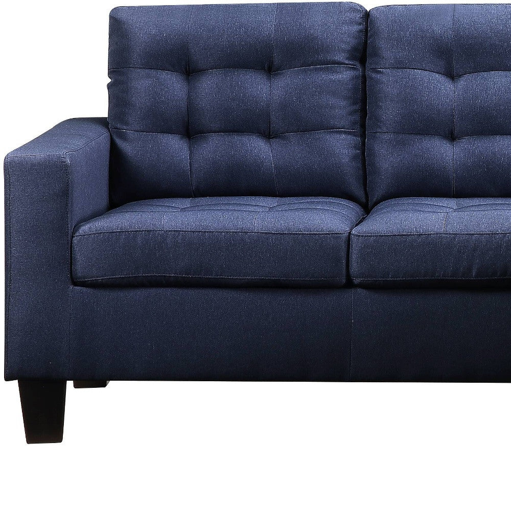 81" Blue Linen And Black Sofa By Homeroots | Sofas | Modishstore - 4