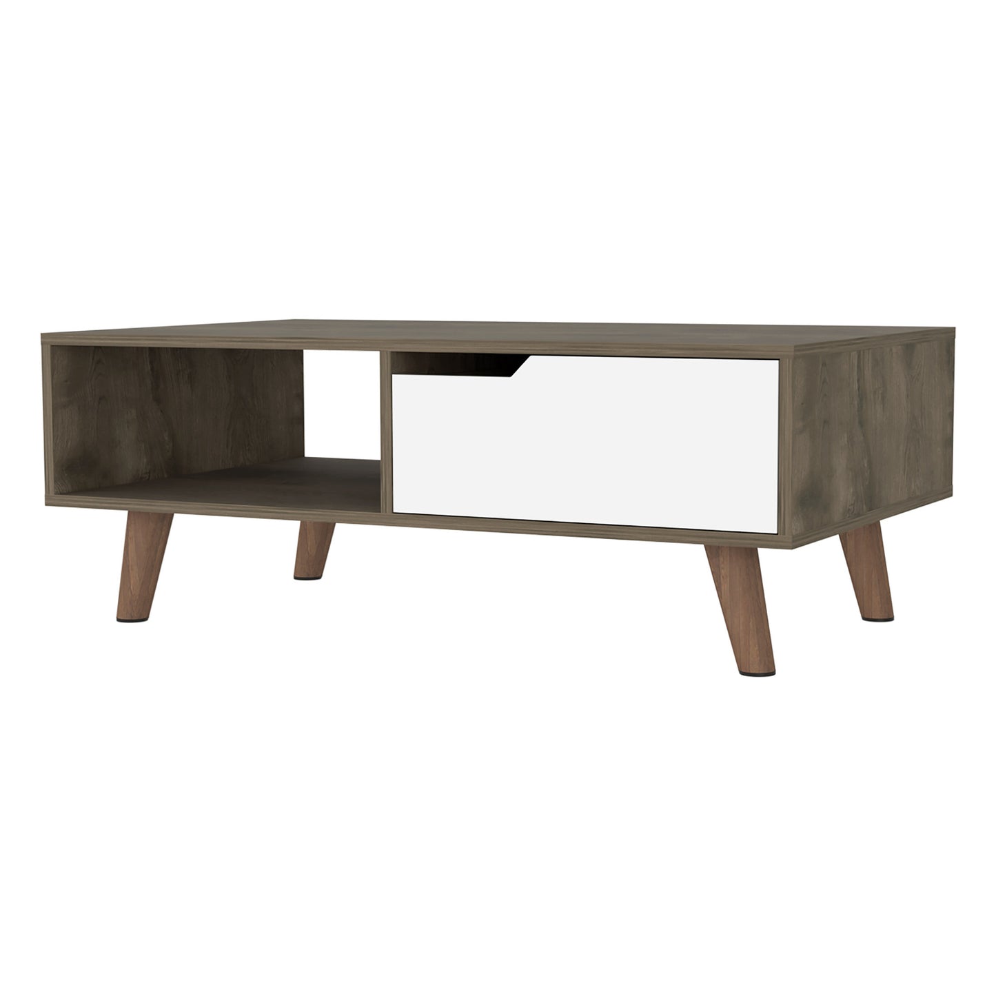 40" Natural And Dark Brown And White Wood Rectangular Coffee Table With Shelf By Homeroots | Coffee Tables | Modishstore