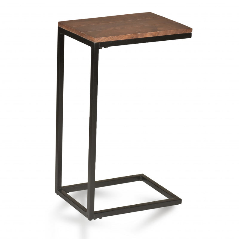 25" Black And Chestnut Solid Wood Rectangular End Table By Homeroots | End Tables | Modishstore