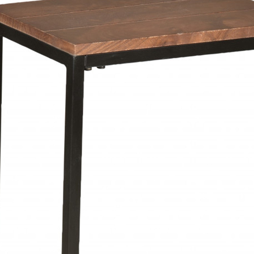 25" Black And Chestnut Solid Wood Rectangular End Table By Homeroots | End Tables | Modishstore - 3