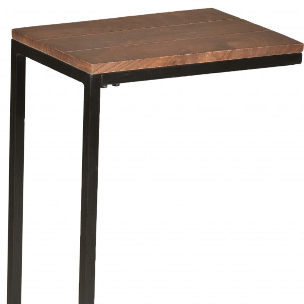 25" Black And Chestnut Solid Wood Rectangular End Table By Homeroots | End Tables | Modishstore - 4