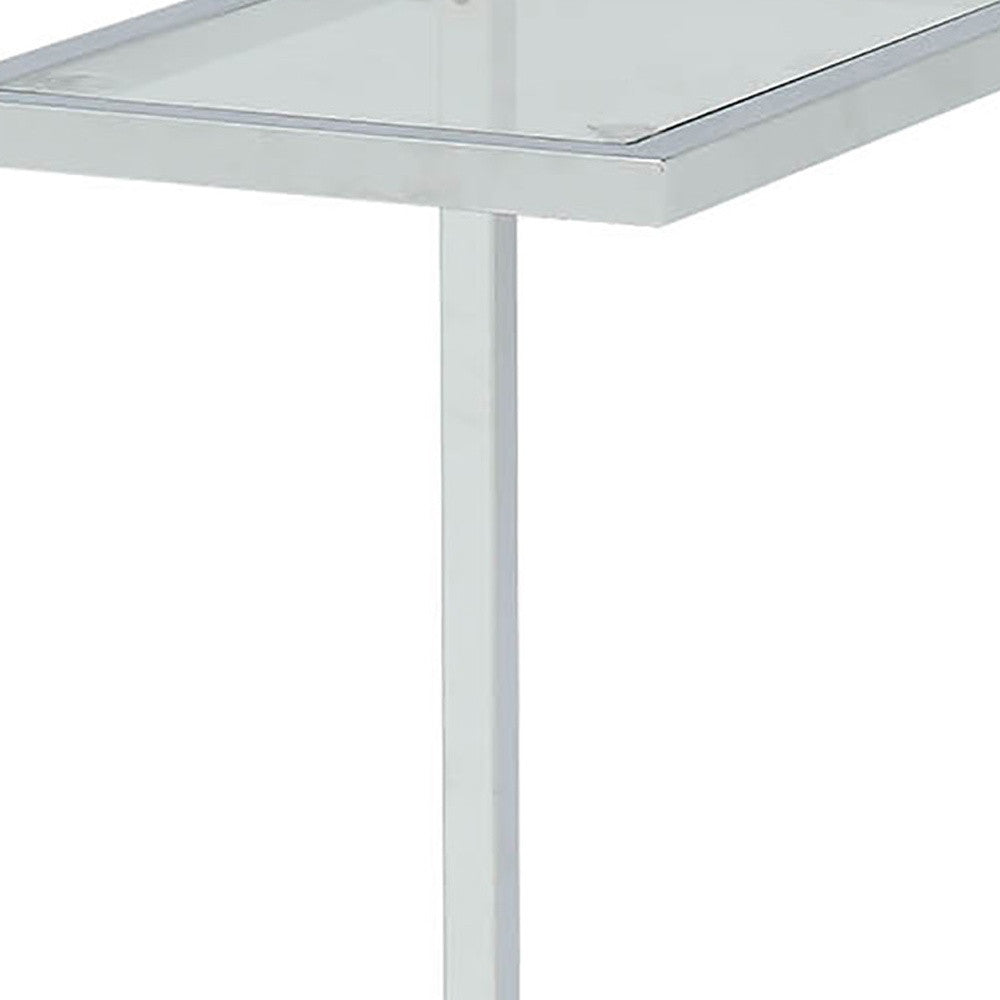 26" Chrome And Clear Glass End Table By Homeroots | End Tables | Modishstore - 3