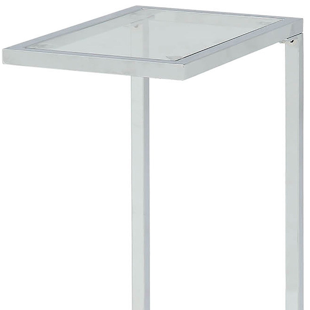 26" Chrome And Clear Glass End Table By Homeroots