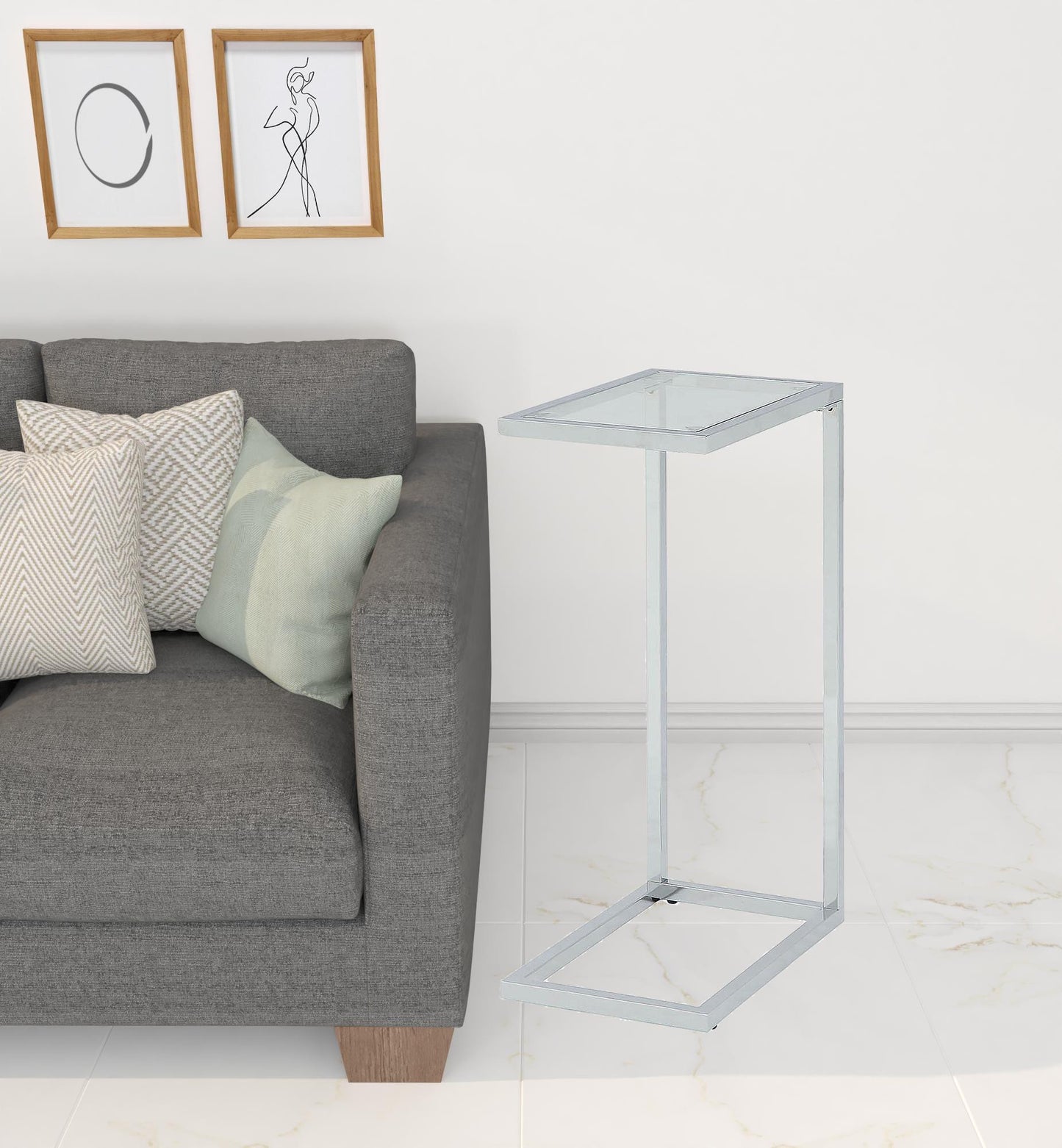 26" Chrome And Clear Glass End Table By Homeroots | End Tables | Modishstore - 2