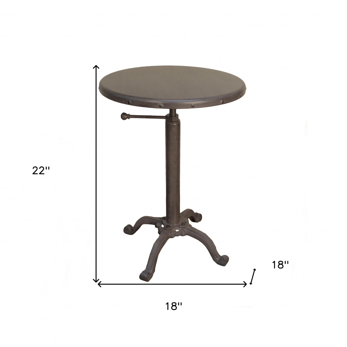 22" Industrial And Inustrial Iron Round End Table By Homeroots