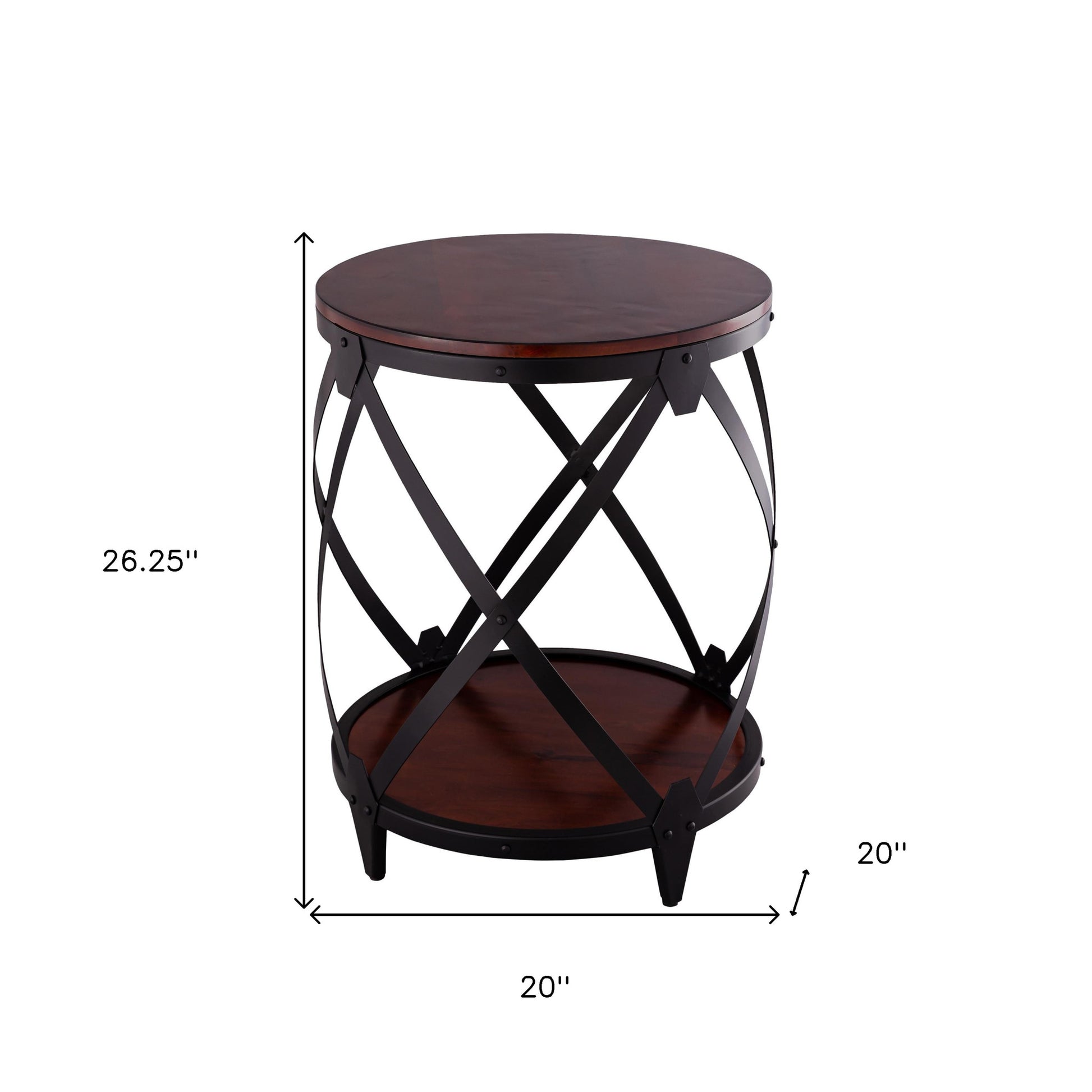 26" Black And Chestnut Solid Wood Round End Table By Homeroots | End Tables | Modishstore - 5