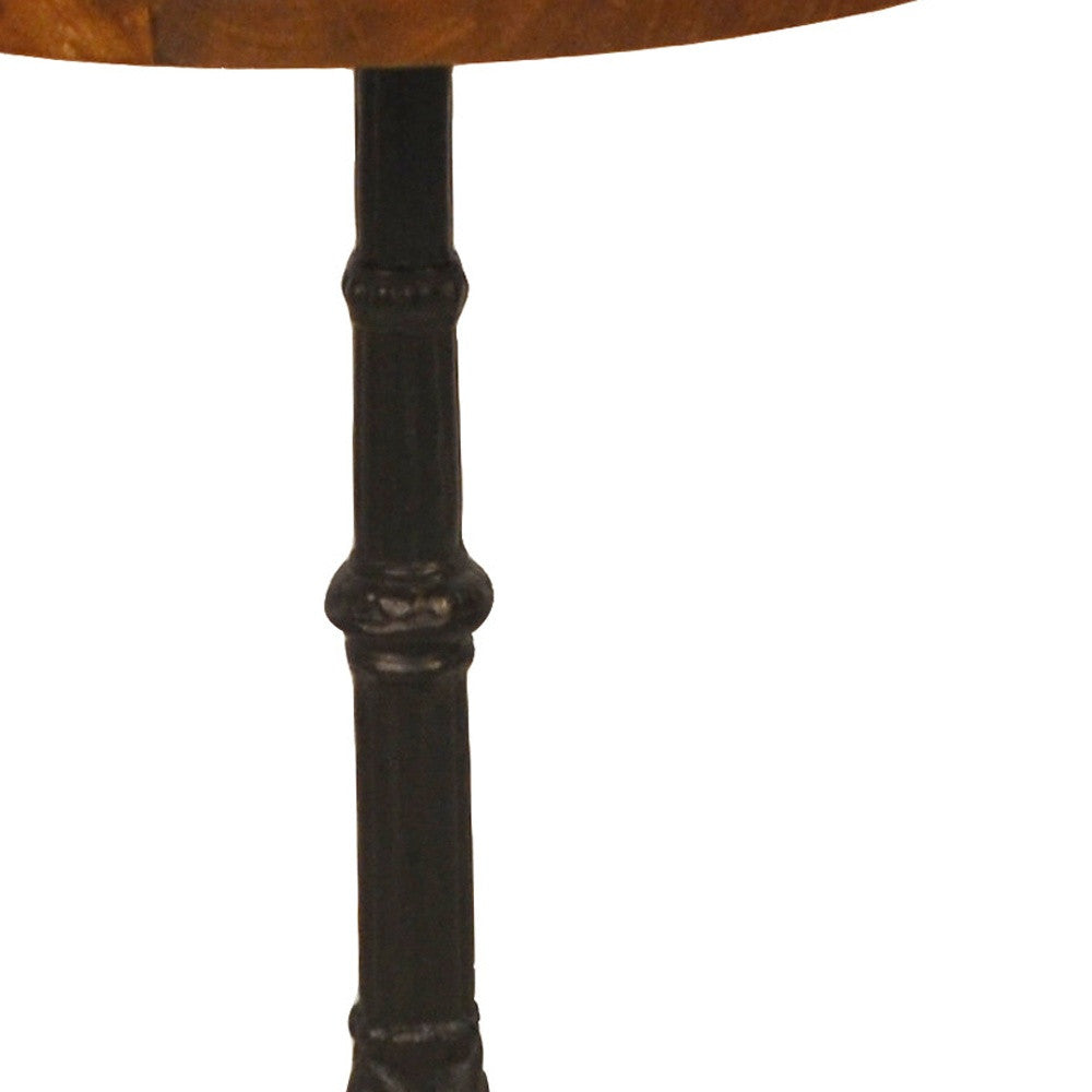 28" Black And Chestnut Solid Wood Round End Table By Homeroots | End Tables | Modishstore - 3