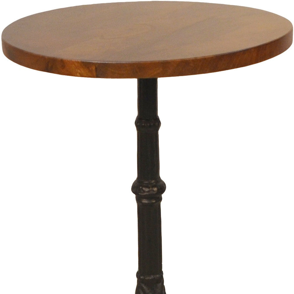 28" Black And Chestnut Solid Wood Round End Table By Homeroots | End Tables | Modishstore - 4