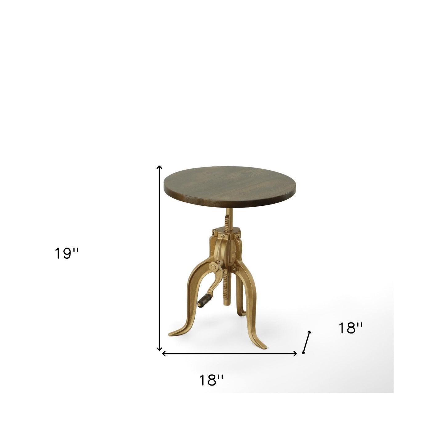 19" Gold And Elm Solid Wood Round End Table By Homeroots | End Tables | Modishstore - 5