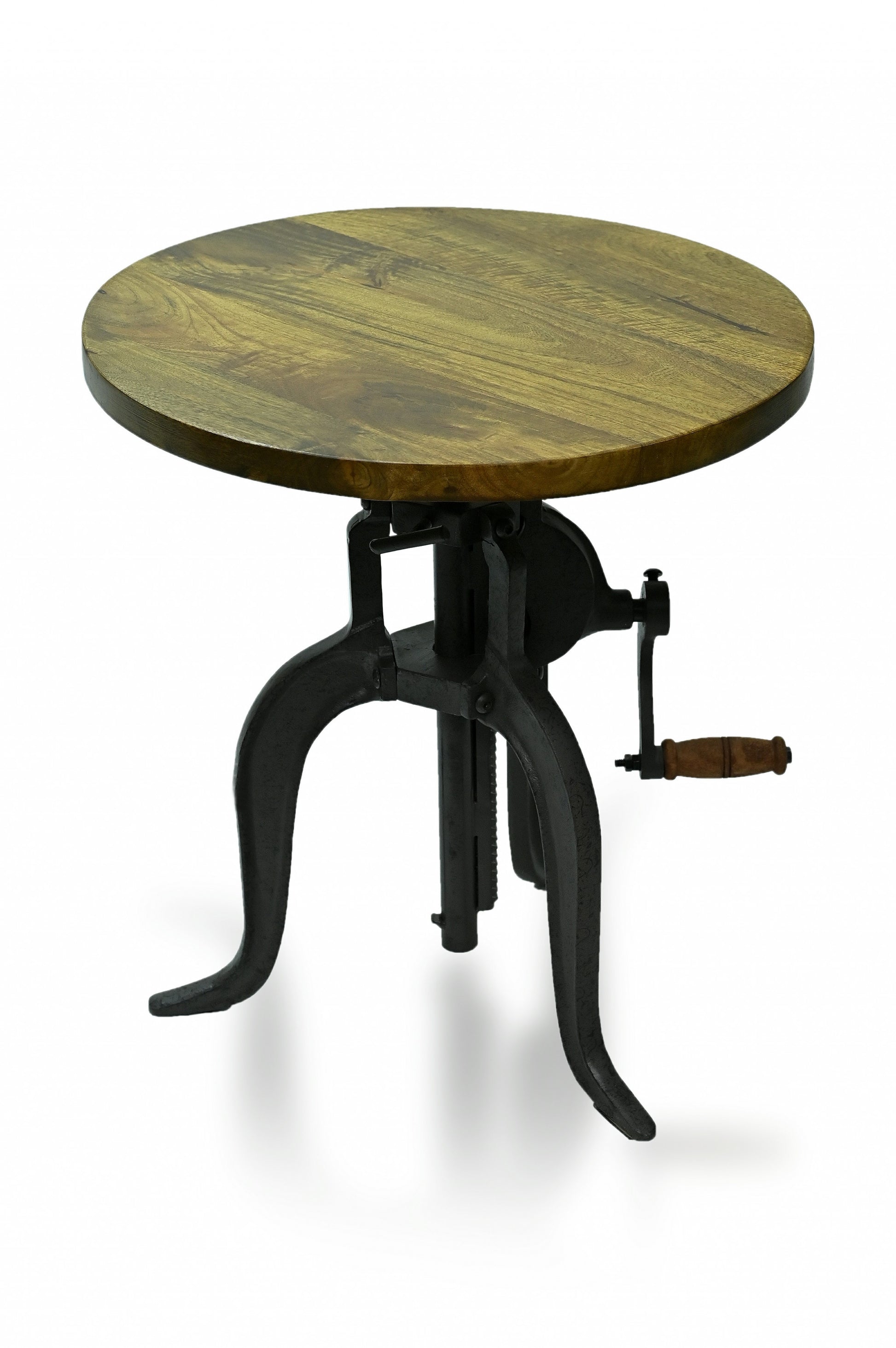 19" Industrial And Oak Solid Wood Round End Table By Homeroots | End Tables | Modishstore