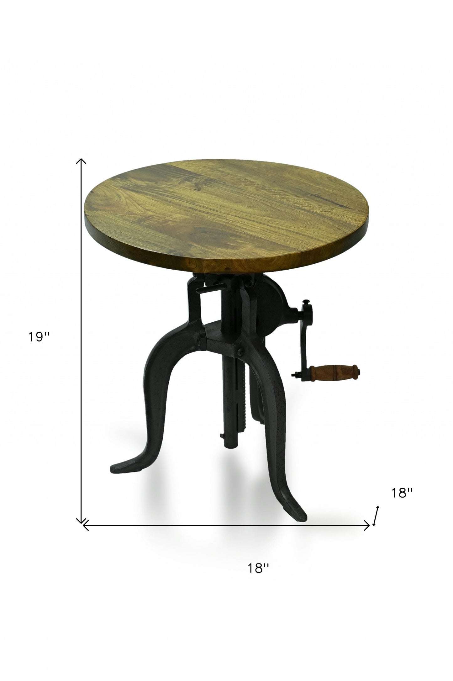 19" Industrial And Oak Solid Wood Round End Table By Homeroots | End Tables | Modishstore - 5