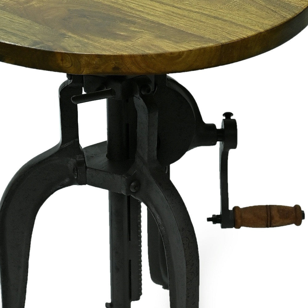 19" Industrial And Oak Solid Wood Round End Table By Homeroots | End Tables | Modishstore - 3